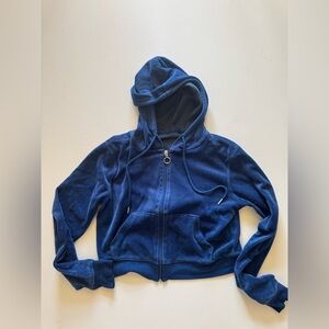 ✨Vintage Royal BlueVelour Zip-Up Hoodie✨